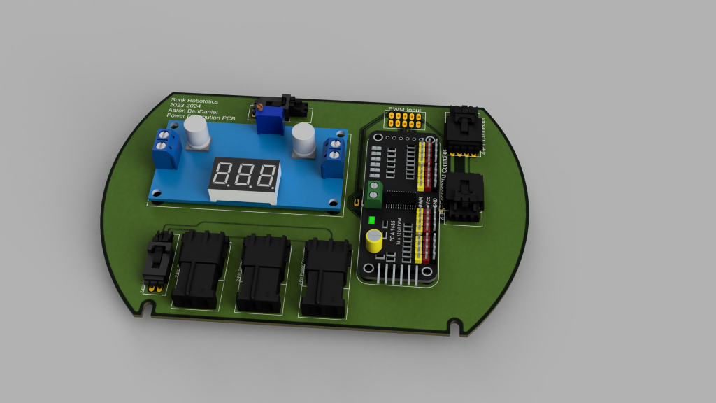 &ldquo;Image of a 3D model of the Power Distribution PCB&rdquo;